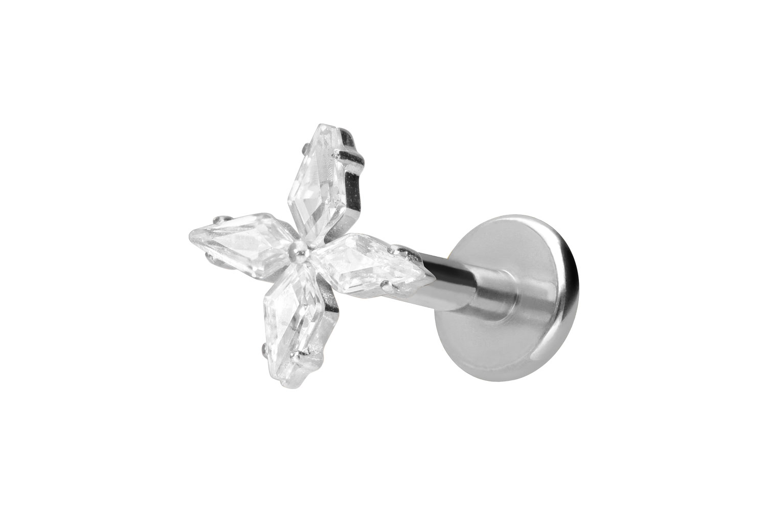 Titan Labret Piercing mit Innengewinde KRISTALLSTERN